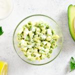 Avocado eggs salad in bowl